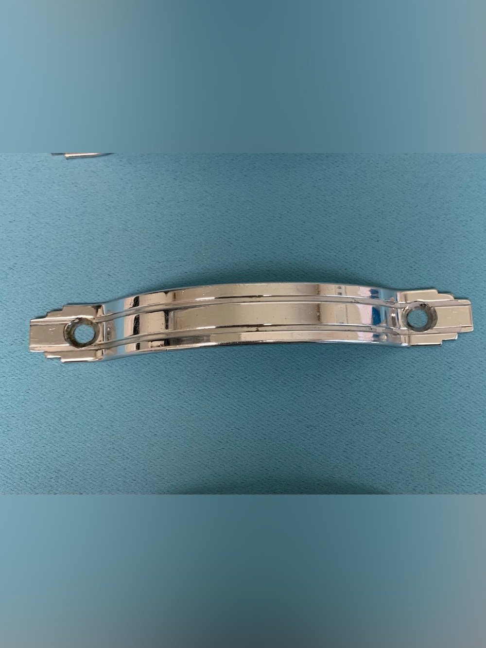 Chrome Art Deco Cabinet Drawer Pulls 1940's Double Lines